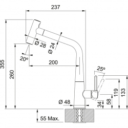 Bateria FRANKE Icon pull-out spray czarny mat 115.0625.190